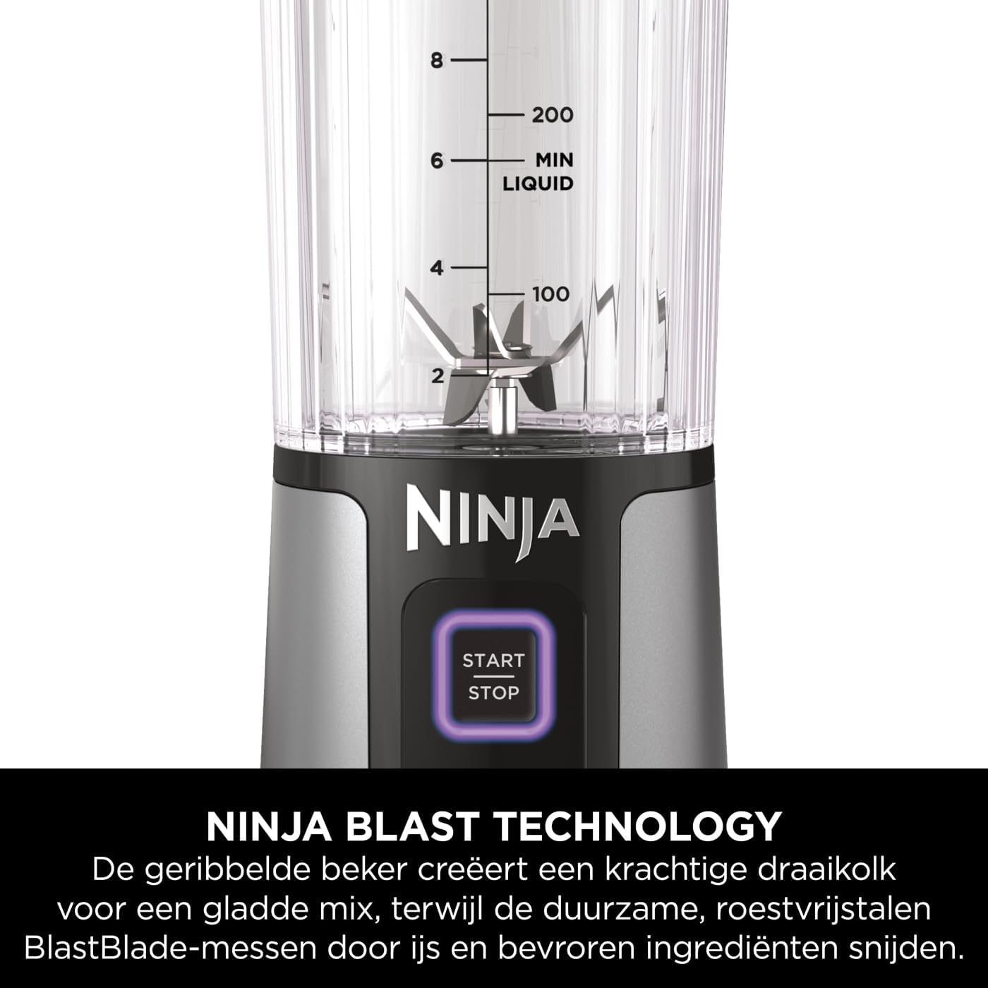 Beker van de Ninja Blast blender met maatverdeling en messen