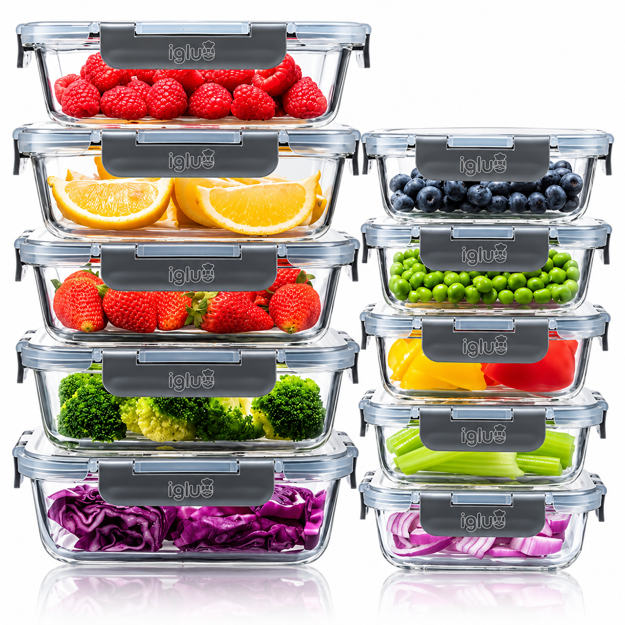 Igluu glazen meal prep bakjes set voor gezonde maaltijden